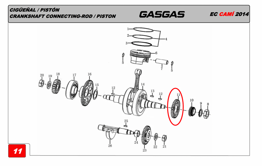 Gas Gas Cami AJP PR5 Zongshen NC250 ,Drive Gear, 13302ME300000