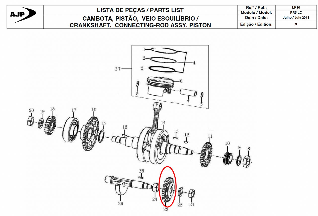 Gas Gas Cami AJP PR5  Zongshen NC250 ,Crank Balance Shaft Drive Gear,