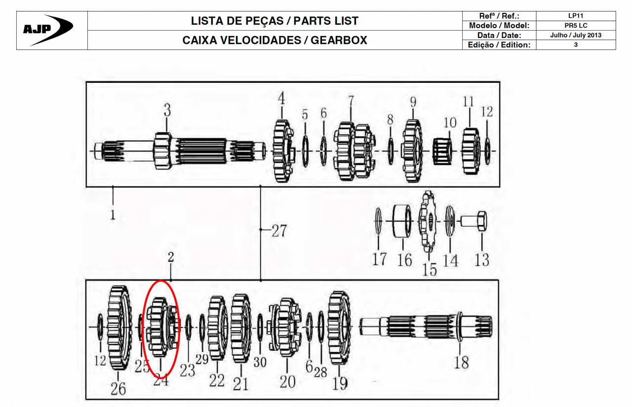 Gas Gas Cami AJP PR5 Zongshen NC250 ,Gear C5, 23242ME300005
