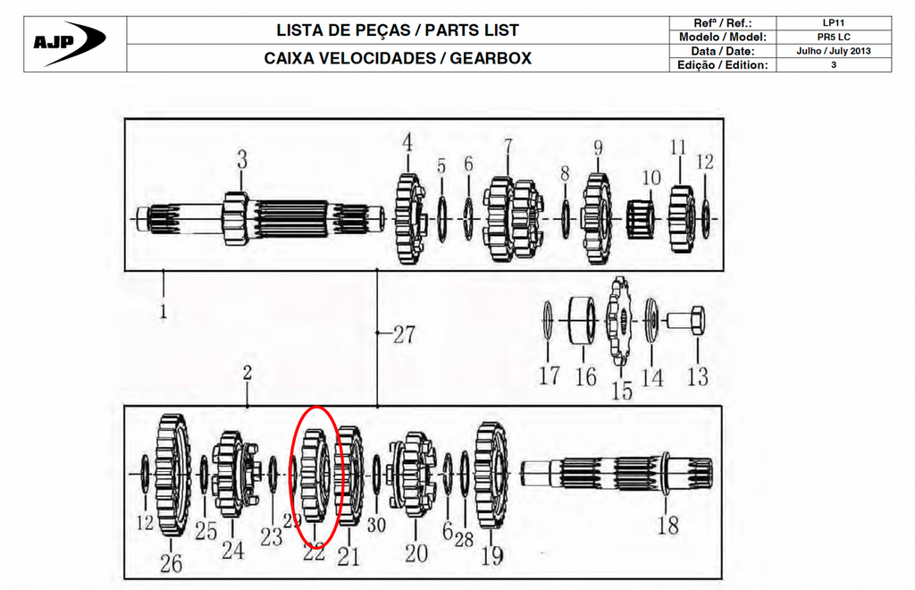 Gas Gas Cami AJP PR5 Zongshen NC250 ,Gear C4,  23242ME300004