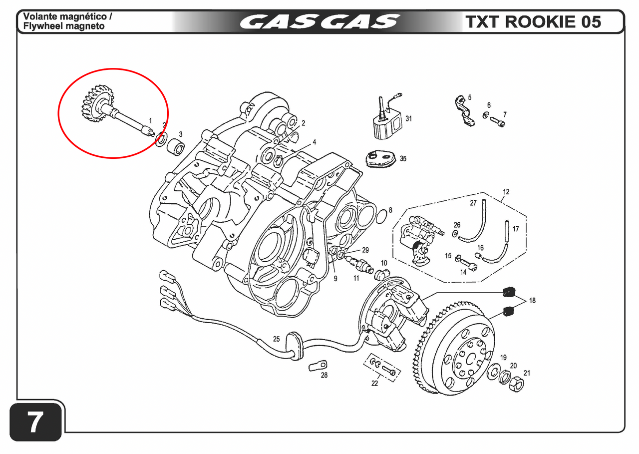 Gas Gas TXT Rookie 50cc ,Starter Idle Gear, NOS Y00.180017