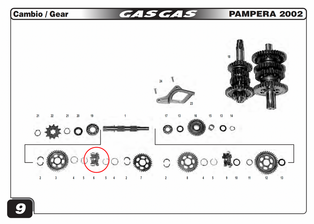 Gas Gas TXT Pampera  ,6th Gear, Genuine NOS MT27836081