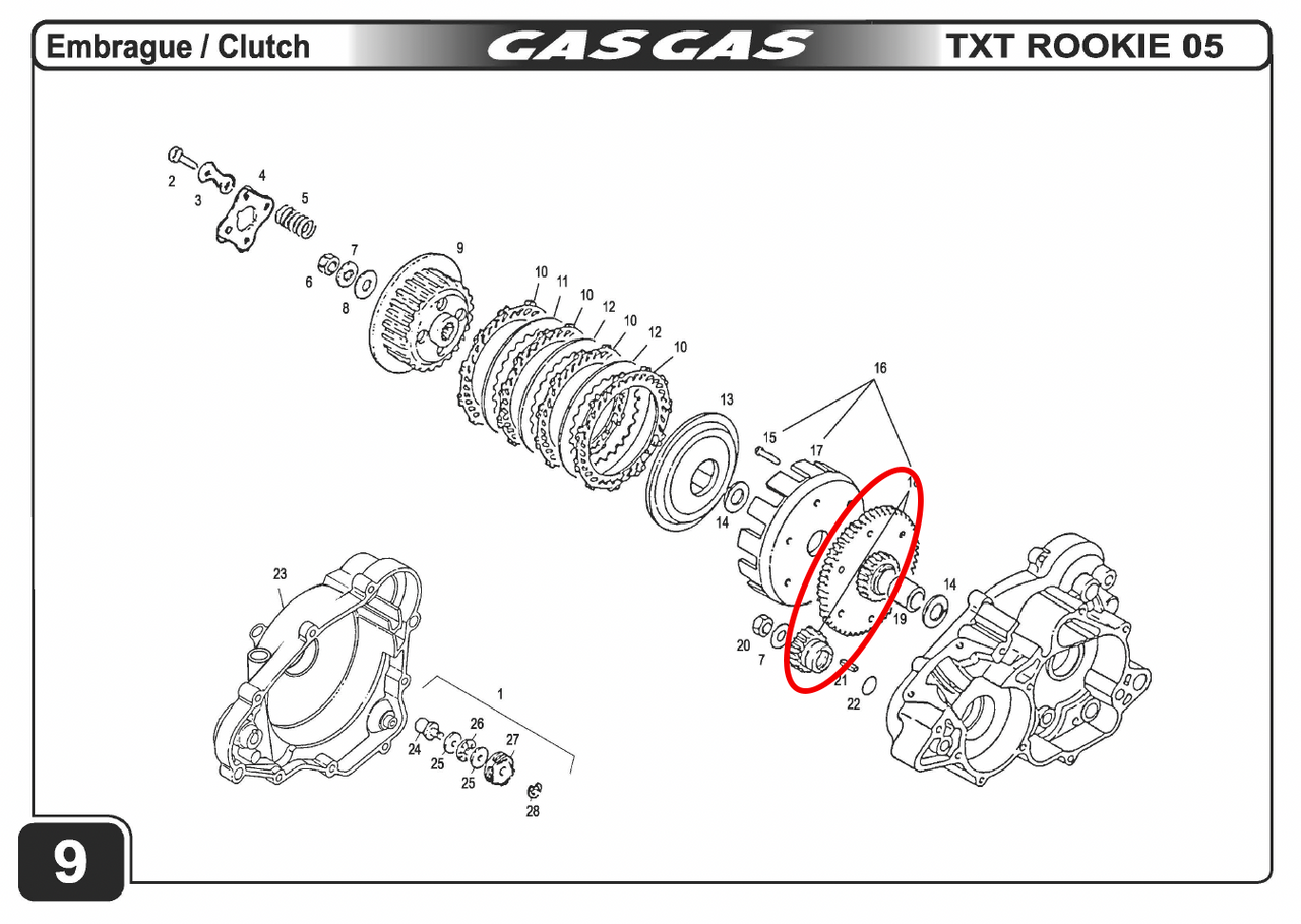 Gas Gas TXT Rookie ,Primary Gear Set ,Genuine NOS Y00.270073