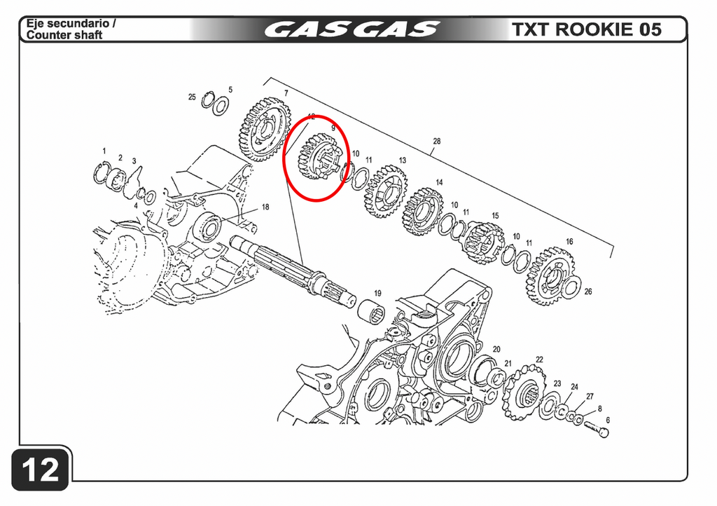 Gas Gas TXT Rookie Sliding ,5th Gear 28T, NOS Y00.181235
