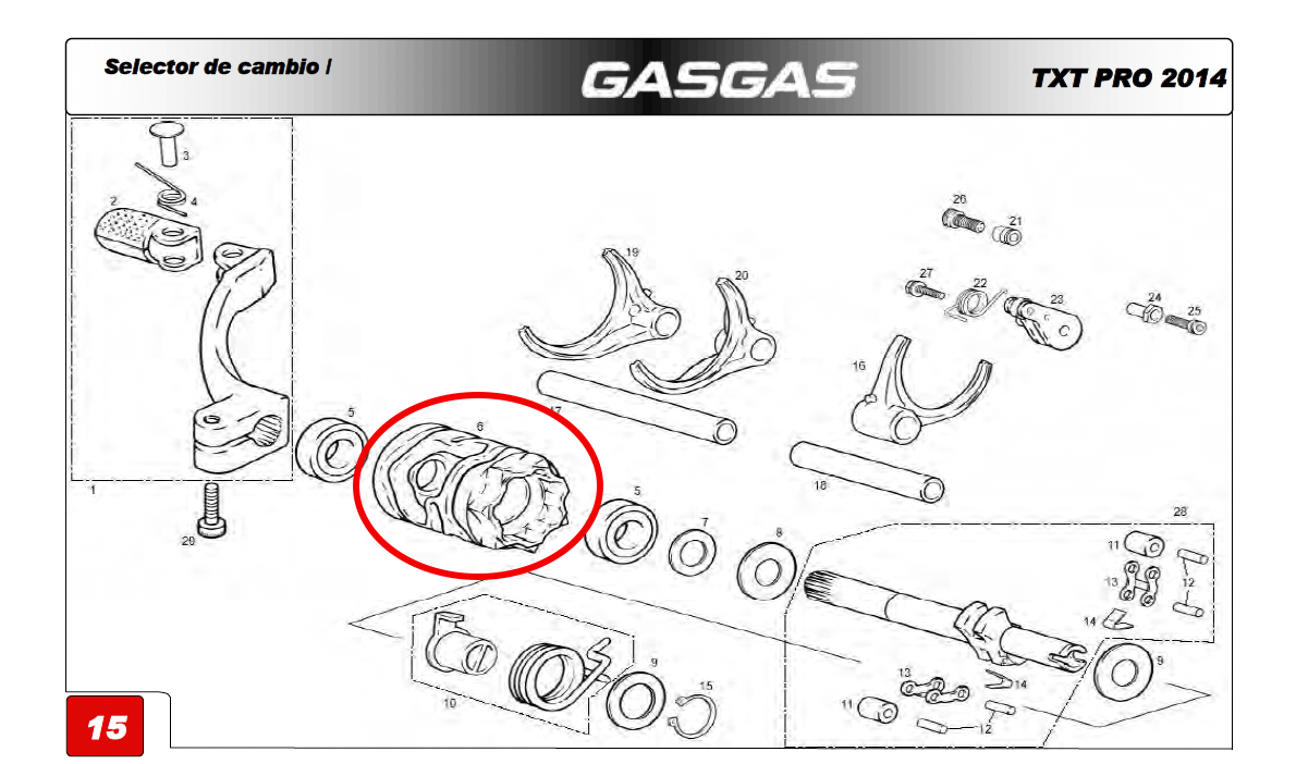 Gas Gas TXT Gear ,Selector Barrel, Genuine NOS MT280338031RA