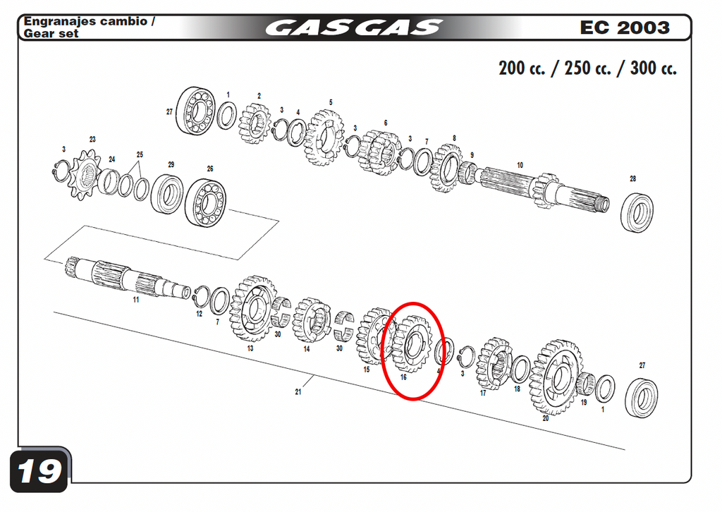 Gas Gas EC Wild FSE ,4th Gear 22T,  NOS ME25636079