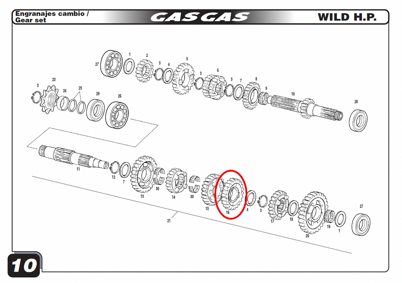 Gas Gas EC Wild FSE ,4th Gear 22T,  NOS ME25636079