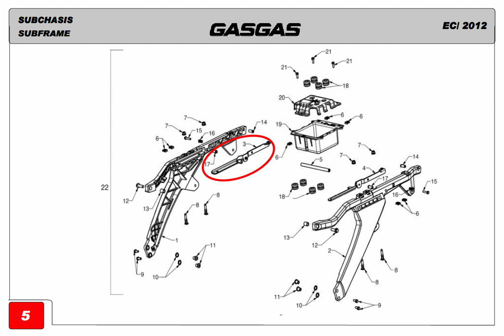 Gas Gas EC 2012 ,Sub Frame, Left Side Plate NOS BE10000593012