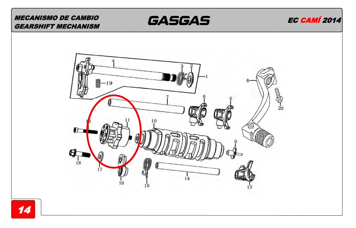 Gas Gas Cami AJP PR5 Zongshen NC250 ,Gear Selector Star, 24202ME300000