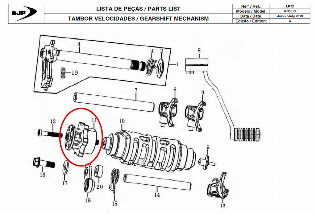 Gas Gas Cami AJP PR5 Zongshen NC250 ,Gear Selector Star, 24202ME300000