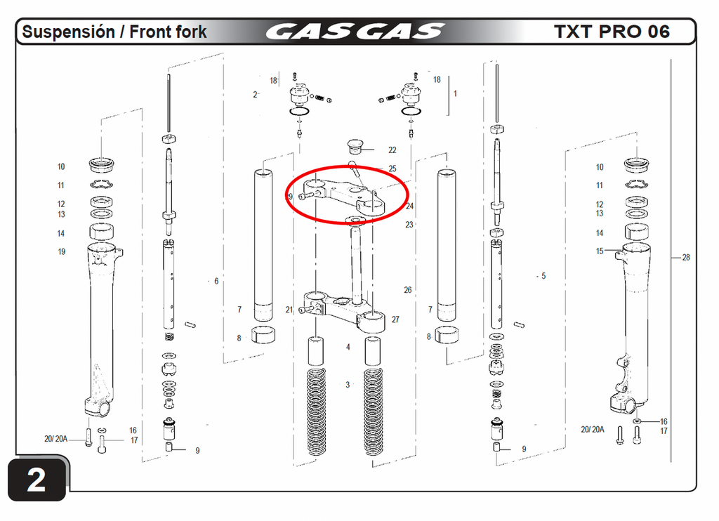 Gas Gas TXT ,Top Yoke, Genuine NOS ST950300