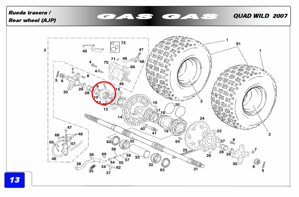 Gas Gas Wild Quad ,Rear Axle Nut, Genuine NOS BQ300218039