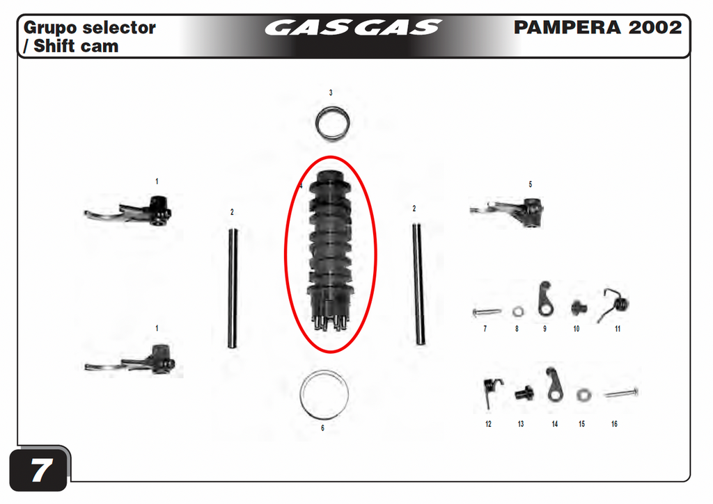 Gas Gas TXT Pampera ,Gear Selector Barrel, M03637001