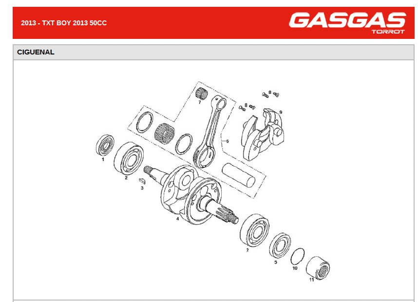 Gas Gas TXT Boy ,Crankshaft Complete, 2005 Onwards MIT050512000