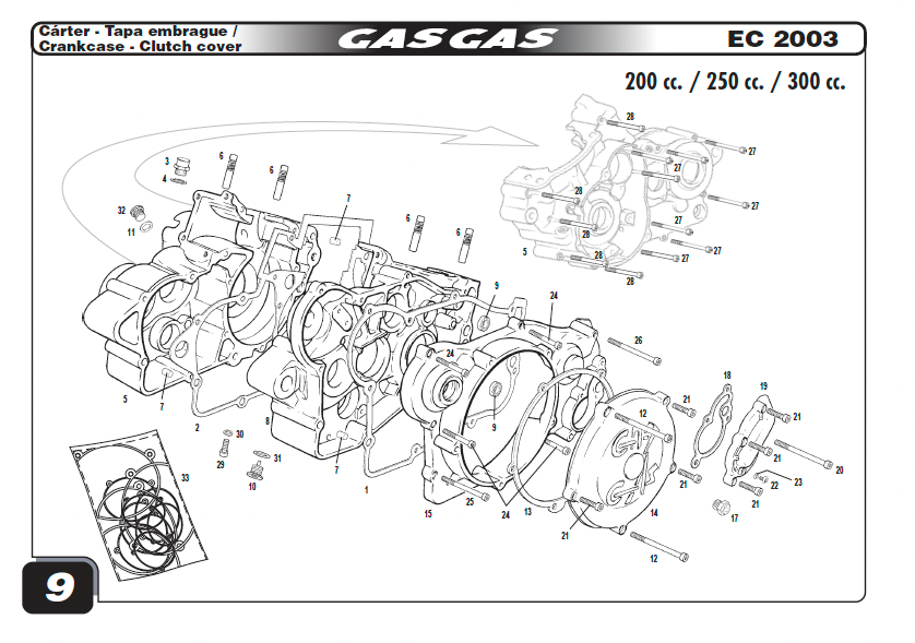 Gas Gas EC200 Genuine ,Crankcase Set, 2003-04 Bearings & Seals Inc