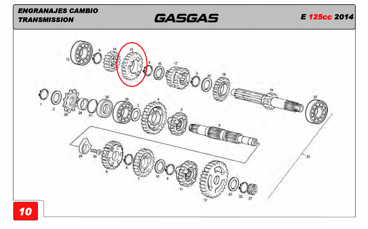 Gas Gas EC125 ,4th Gear 25T, Genuine NOS ME425251212
