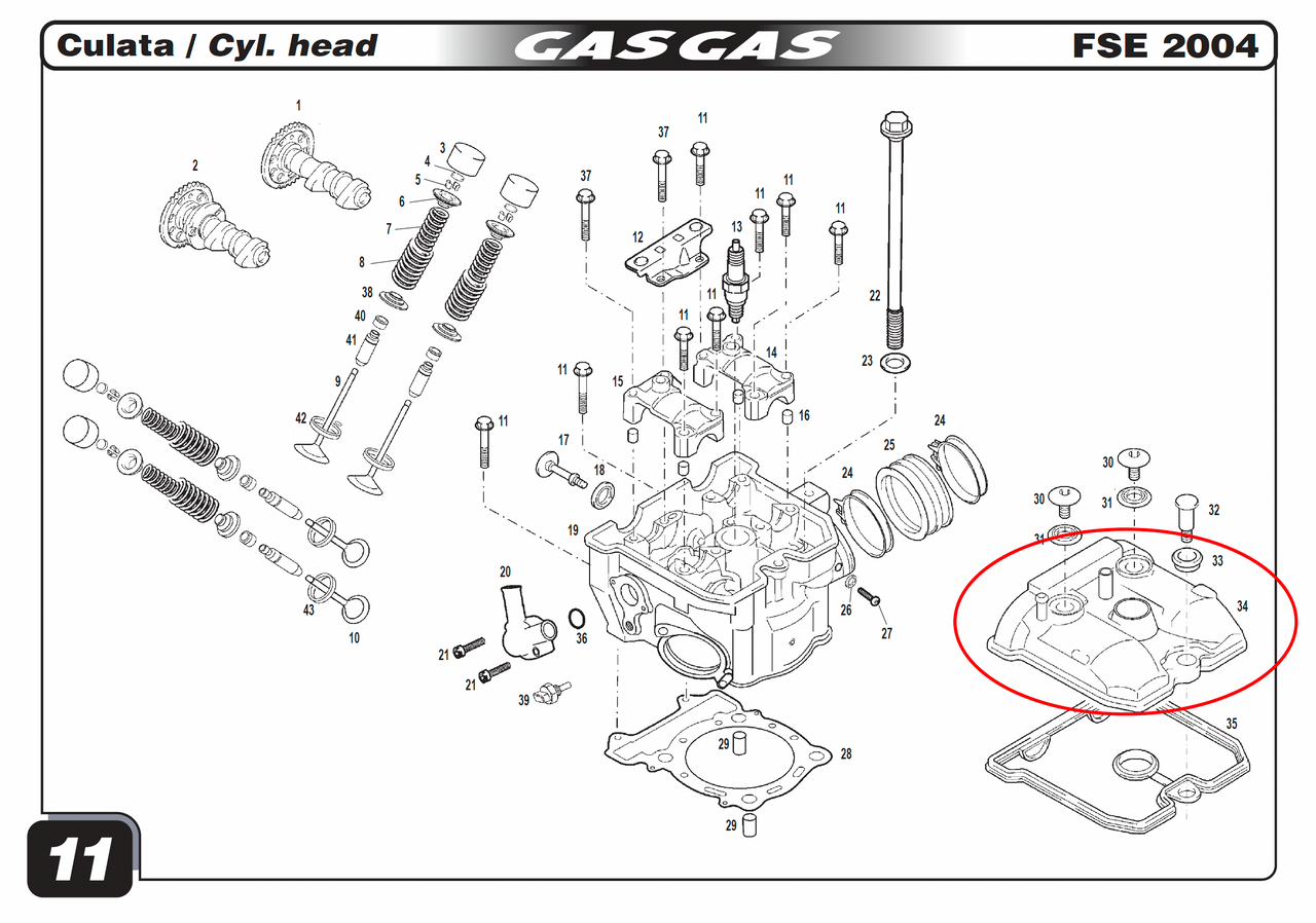 Gas Gas FSE450 2003-2004 ,Cylinder Head Cover, MFS400144015