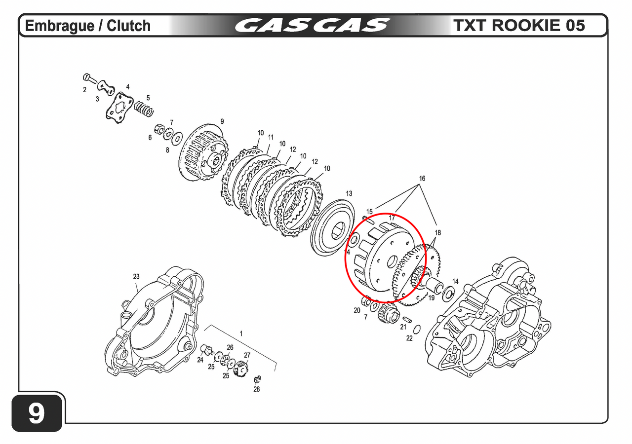 Gas Gas TXT Rookie .Clutch Basket, NOS Y00.127237