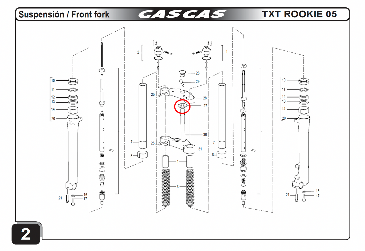 Gas Gas TXT Pampera Rookie  & Boy ,Yoke Shaft Nut, BT27910029