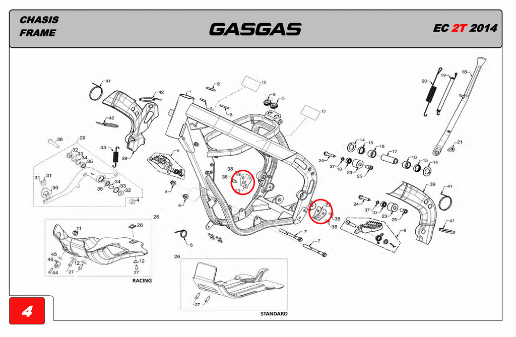 Gas Gas EC ,Footrest Support, NOS BE140903013