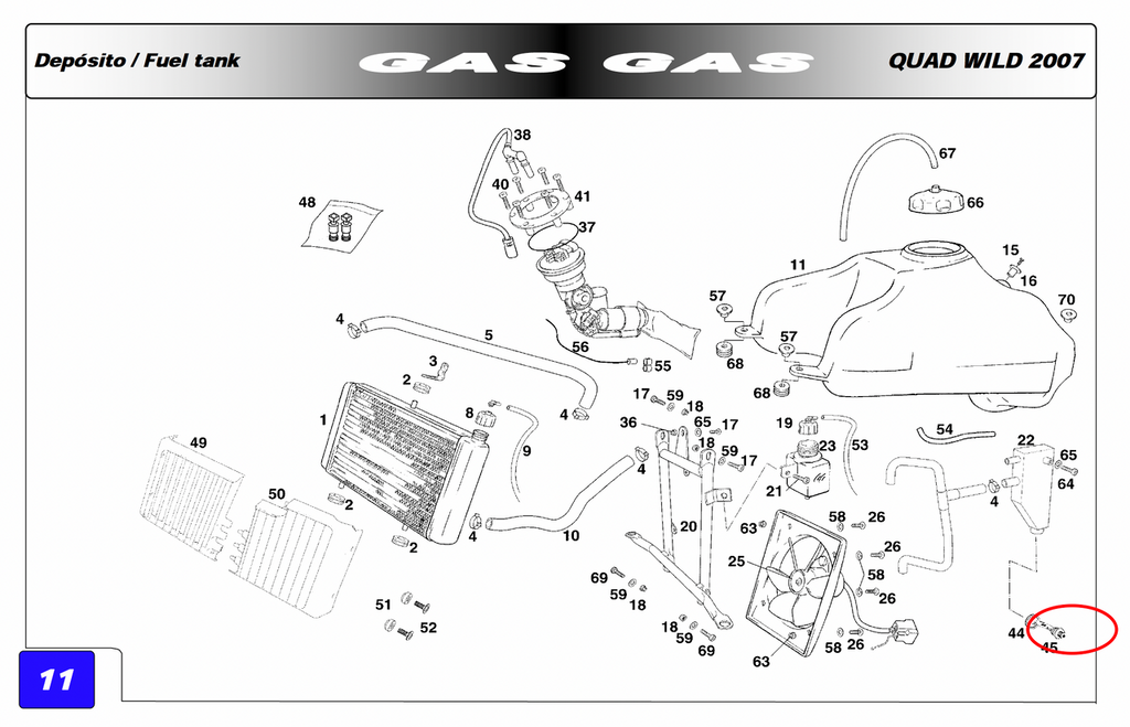 Gas Gas 450 ,Fitting With Filter Lower Frame, BFS450632209CT