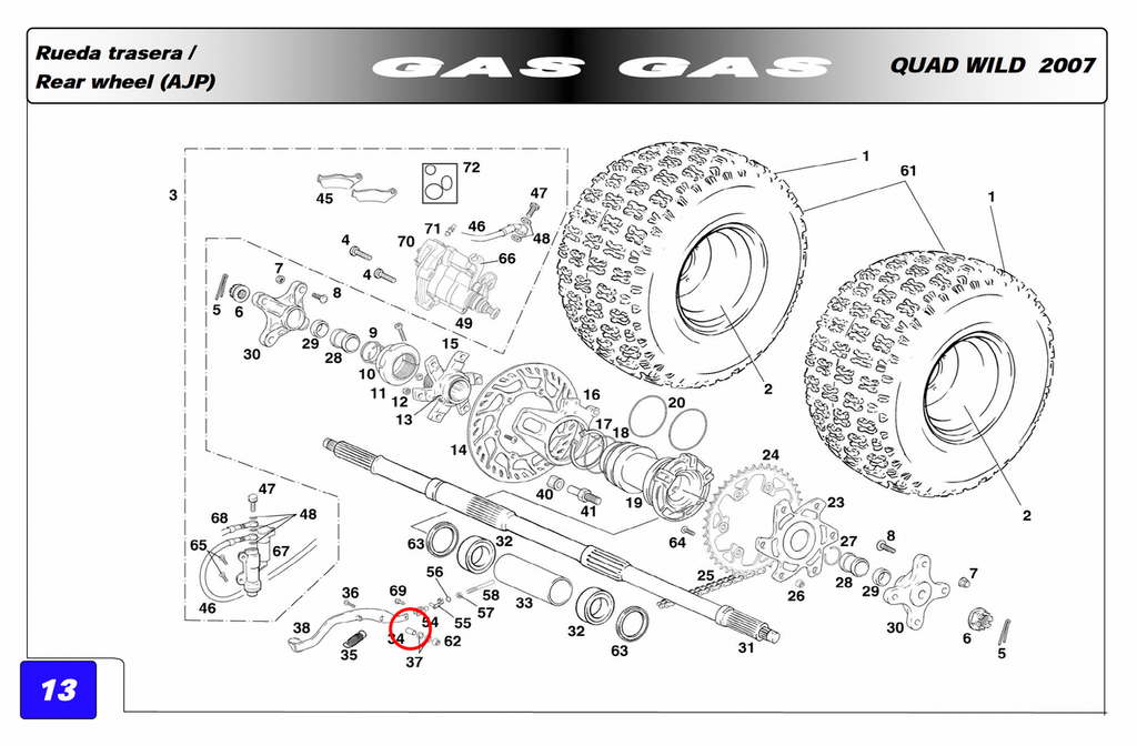 Gas Gas ,Brake Pedal Bush, Genuine NOS BE250210916
