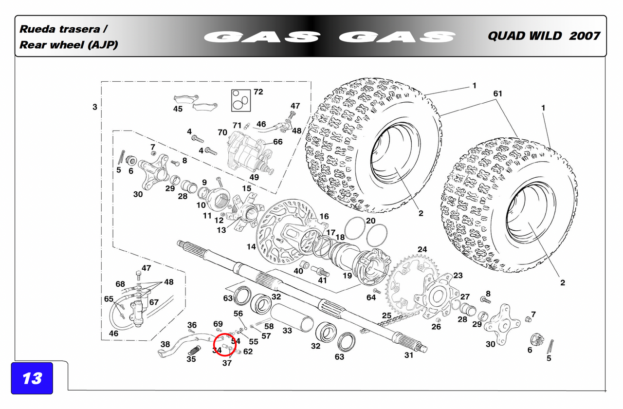 Gas Gas ,Brake Pedal Bush, Genuine NOS BE250210916