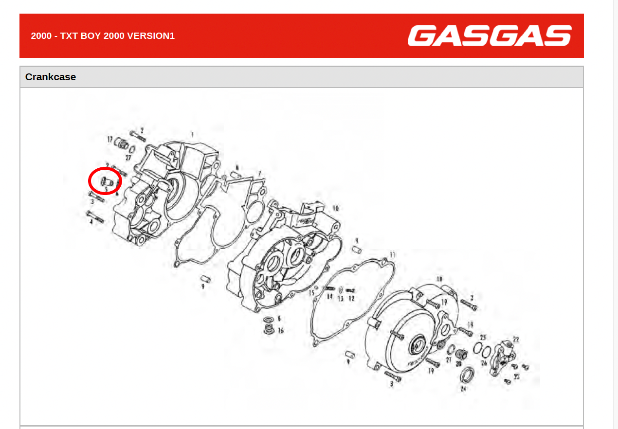 Gas Gas TXT Boy and Rookie ,Crankcase Plug/,Vent MIT50010016