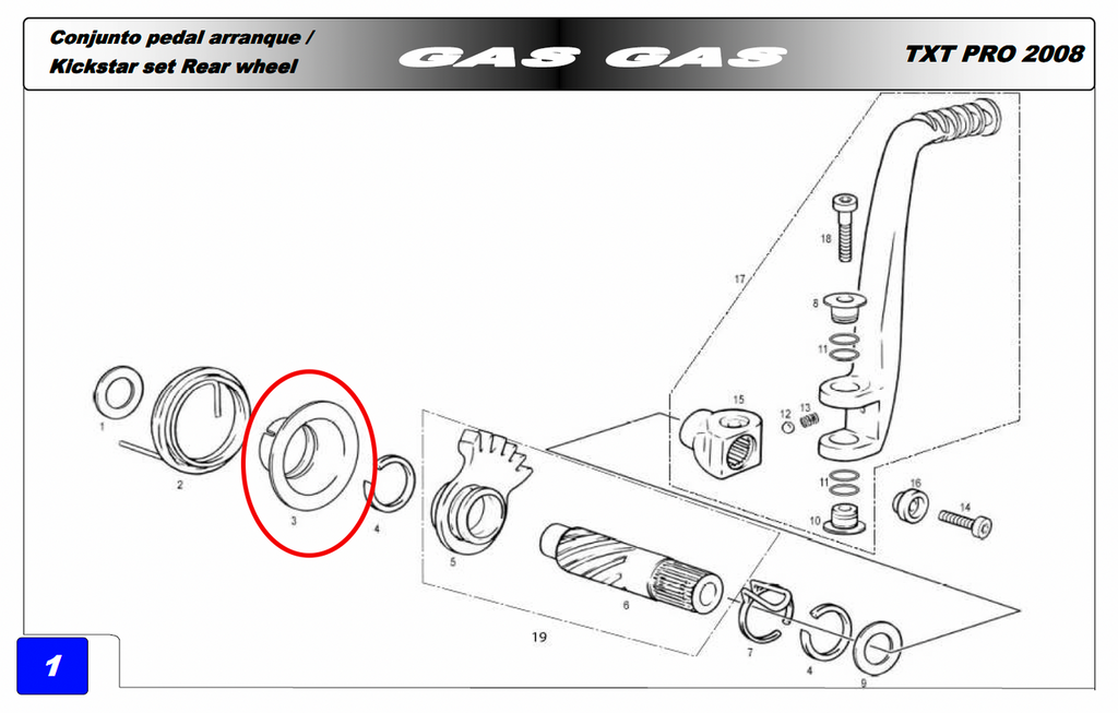 Gas Gas TXT ,Kickstart Spring Bush, Genuine NOS MT280226053