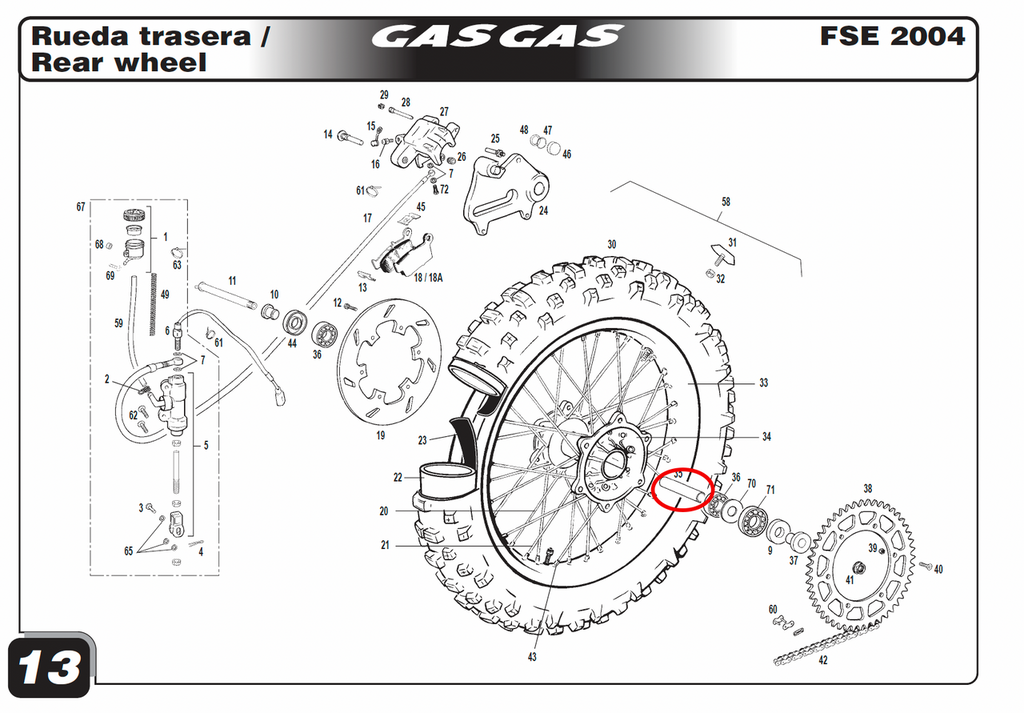 Gas Gas EC Aluminium ,Rear Wheel Spacer, NOS R575700