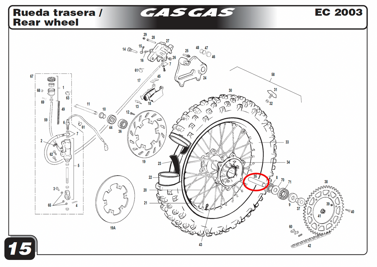 Gas Gas EC Aluminium ,Rear Wheel Spacer, NOS R575700