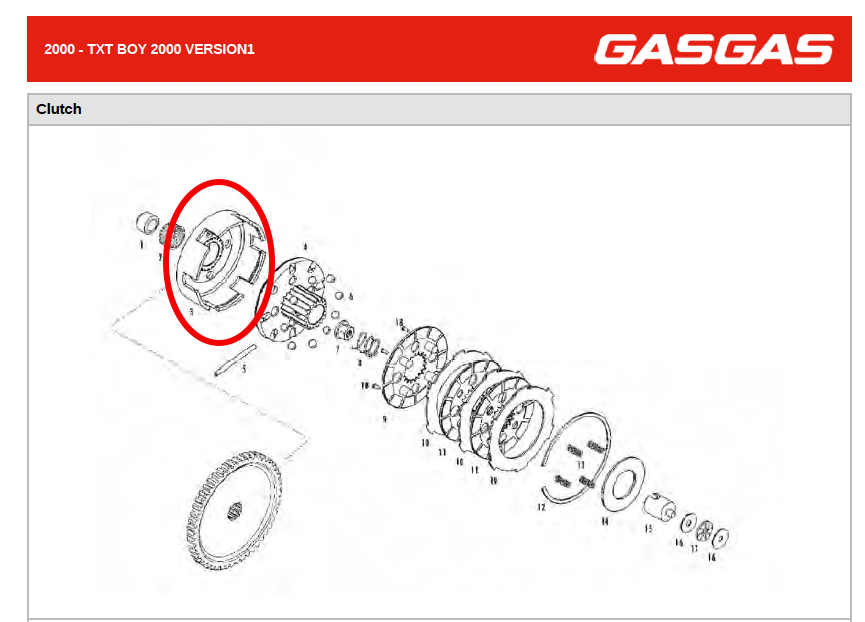Gas Gas TXT Boy ,Clutch Basket, Genuine NOS MIT50032004