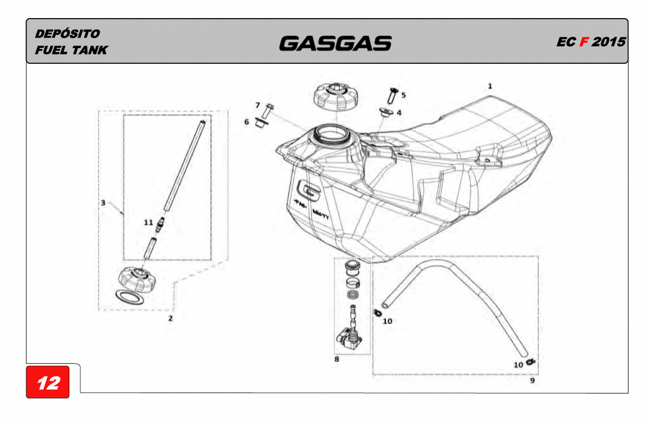 Gas Gas EC250F EC300F EC450F 2014-15 ,Fuel Tank Genuine, BE76000GG-CAK-1