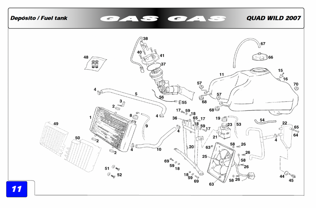 Gas Gas HP Wild 450 Quad ,New Fuel Tank, 2007 Onwards BQ450710024