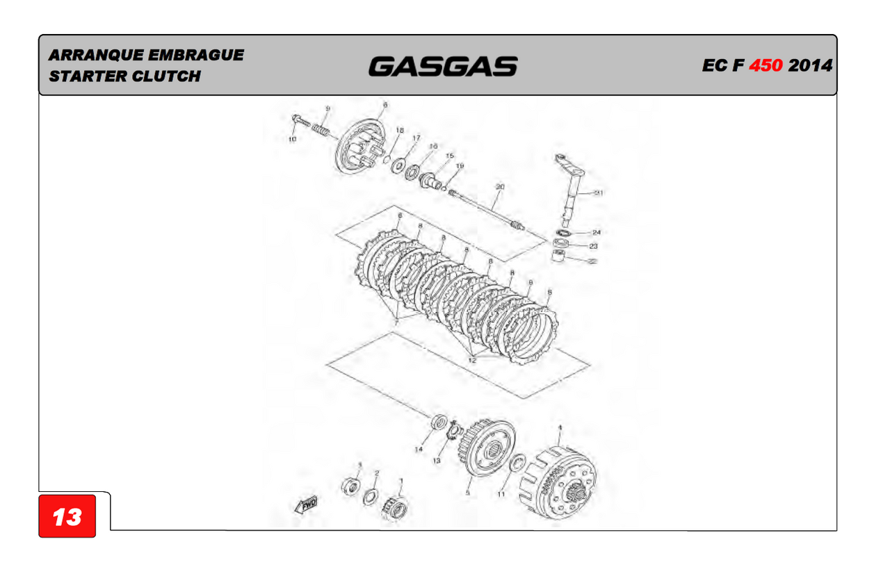 Yamaha WR450F, YZ450F, Gas Gas EC450F, Clutch Boss, 5TA-16371-10