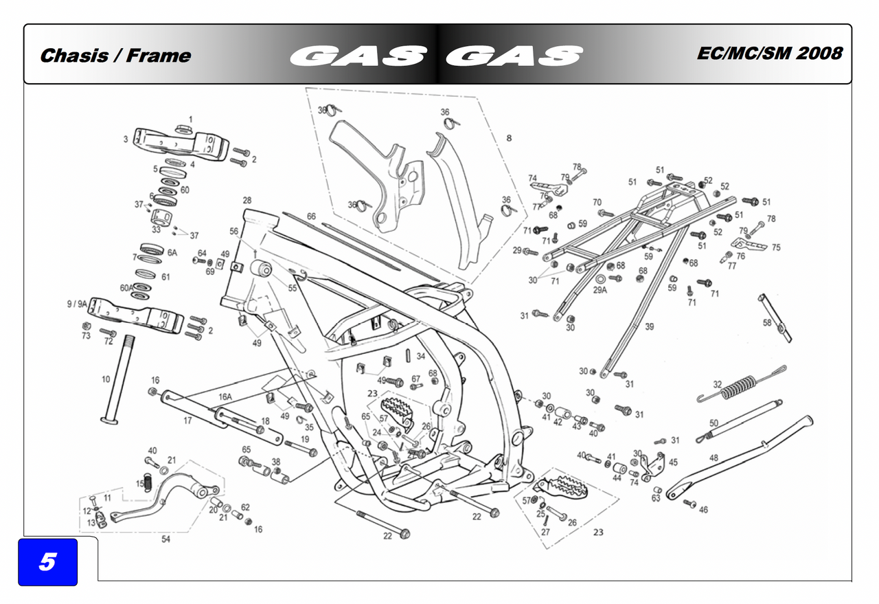 Gas Gas EC125 MC125 SM125 05-08  ,Frame, Genuine NOS