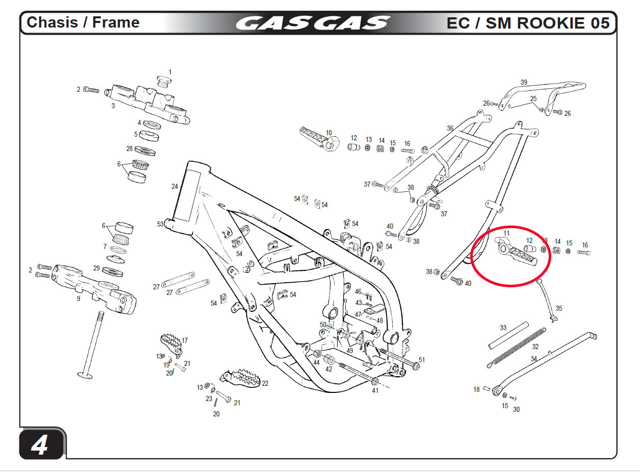 Gas Gas EC/SM Rookie Left ,Footrest Right Side, BIE500110103