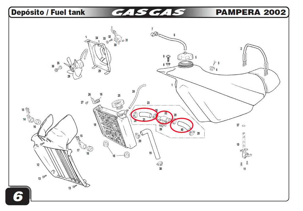 Gas Gas Pampera/TXT ,Radiator Hose, Genuine NOS L200009