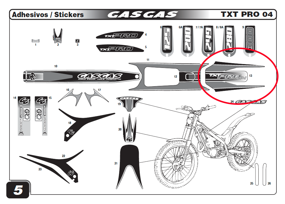 Gas Gas TXT Pro 2004 ,Fuel Tank Decal, Genuine NOS BT280438022