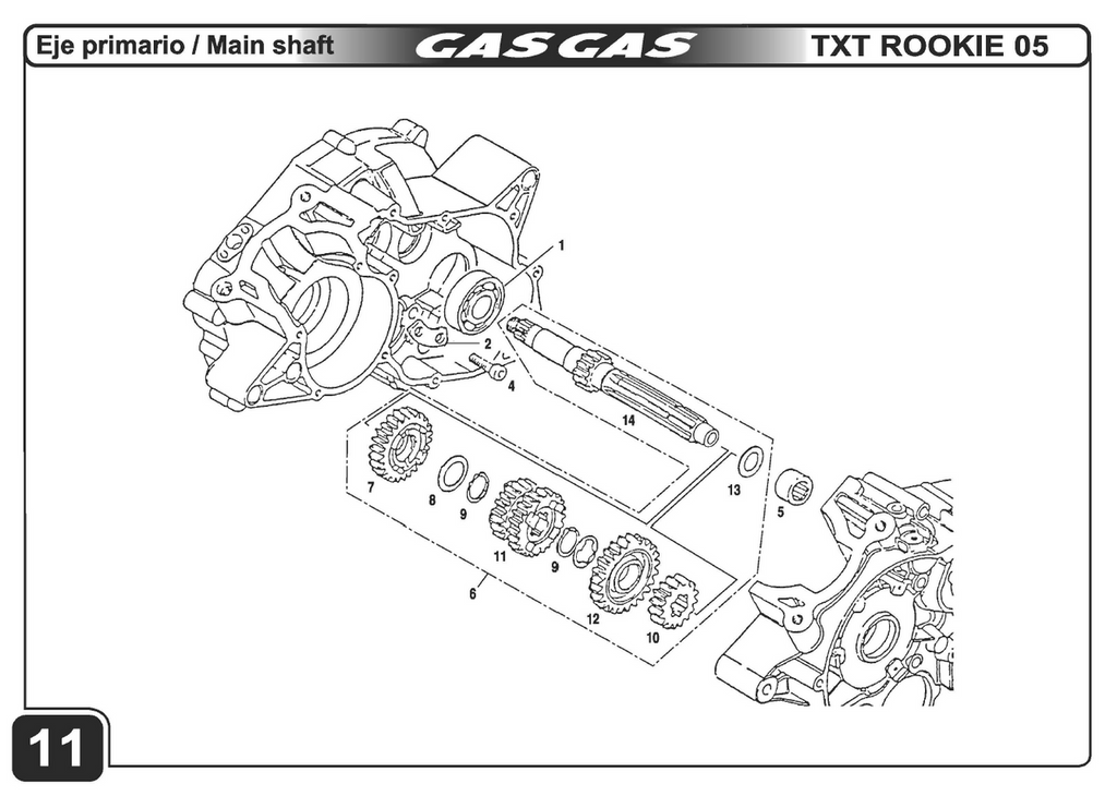 Gas Gas TXT Rookie 2005 ,Primary Shaft, Genuine NOS Y00.101182