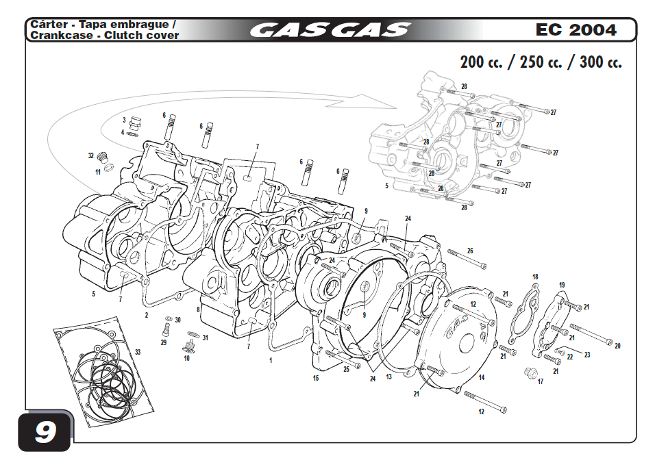 Gas Gas EC250-300 2001-2004 ,Crankcase Set, Genuine NOS