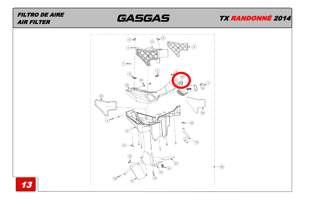 Gas Gas EC Randonne Frame/,Chain Guard Spacer, Genuine NOS BE250720106